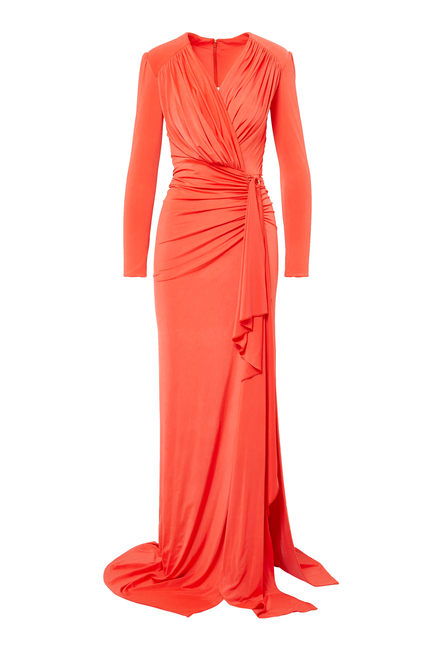 Long Sleeve Ruched Gown